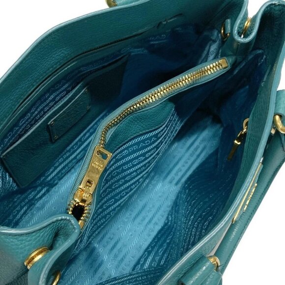 PRADA Galleria Medium Bag (Women's) Turquoise blue Leather - Handbag 733-063025 - Picture 10 of 14